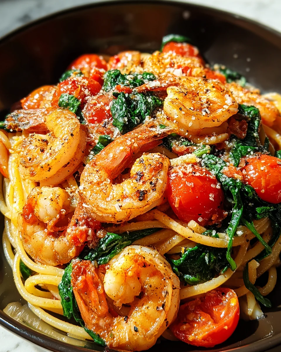 Tomato Spinach Shrimp Pasta Tomato
