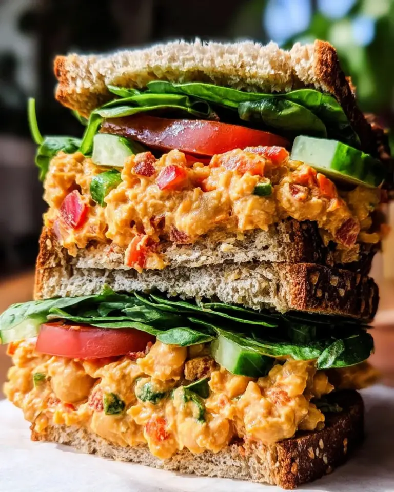 Vegan Buffalo Chickpea Salad Sandwich