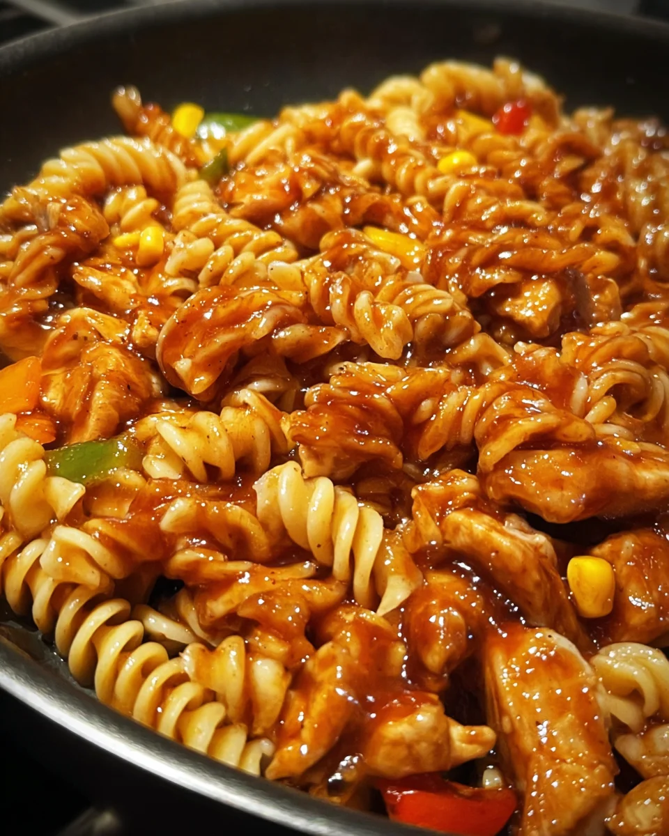BBQ Honey Garlic Chicken Rotini Skillet