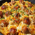 BBQ Ranch Meatball & Cheddar Pasta Skillet