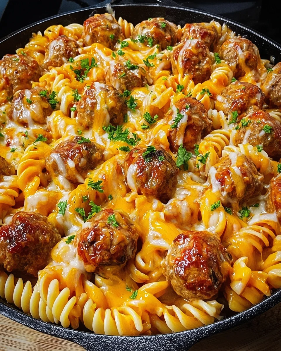 BBQ Ranch Meatball & Cheddar Pasta Skillet 22 BBQ