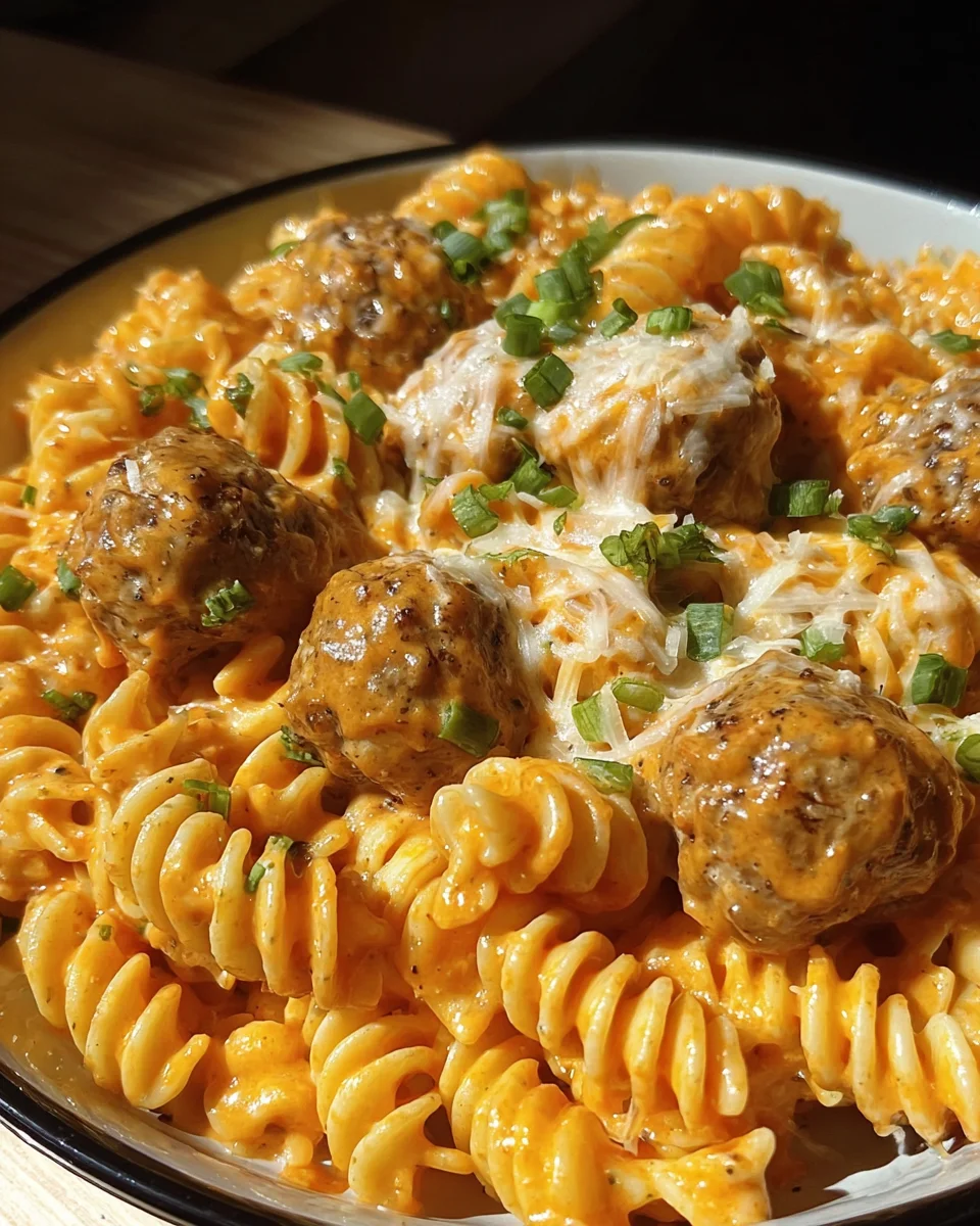 Bold Creamy Buffalo Ranch Meatball Pasta 23 Creamy