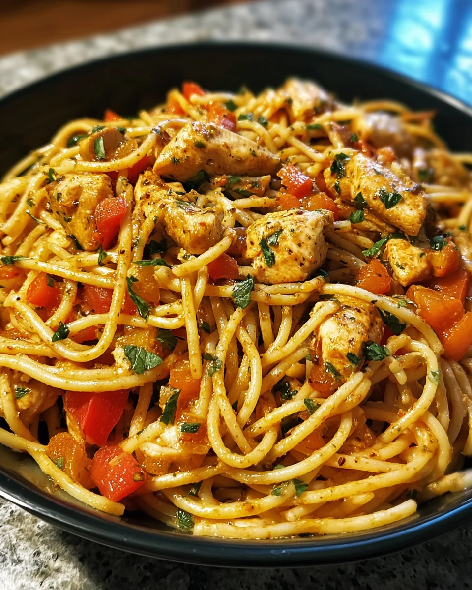 Bold Smoky Cajun Chicken Spaghetti