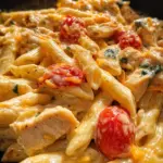 Creamy Cheddar Cajun Ranch Chicken Pasta Skillet