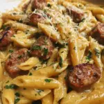 Creamy Garlic Butter Cajun Sausage Penne