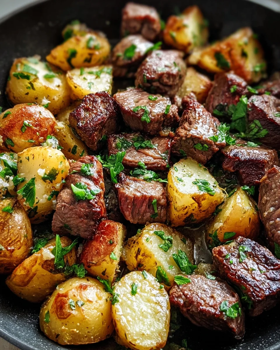 Creamy Garlic Butter Steak Bites and Potatoes