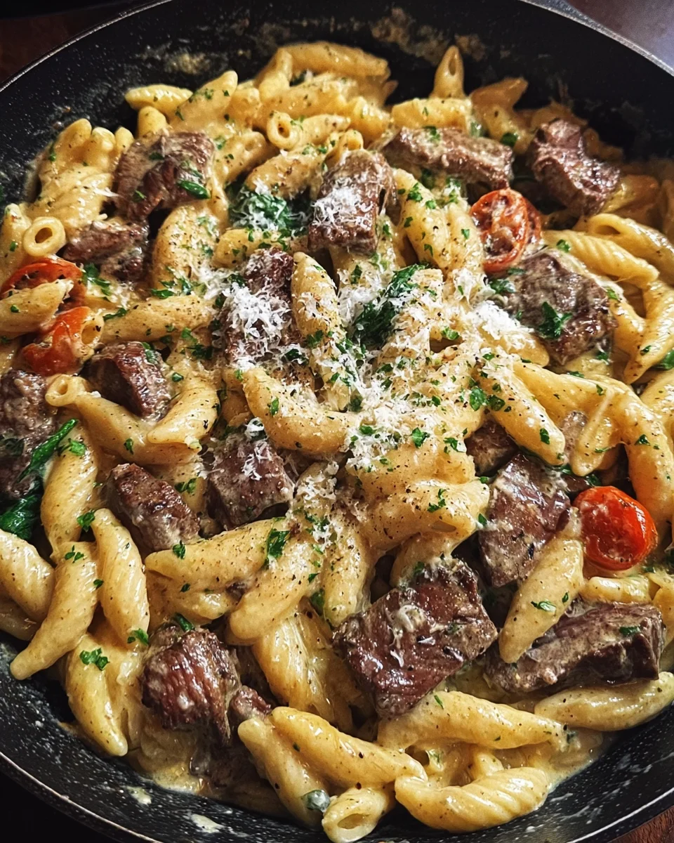 Creamy Ranch Garlic Steak Pasta Skillet