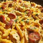 Creamy Smoky Ranch Chicken & Sausage Pasta Skillet