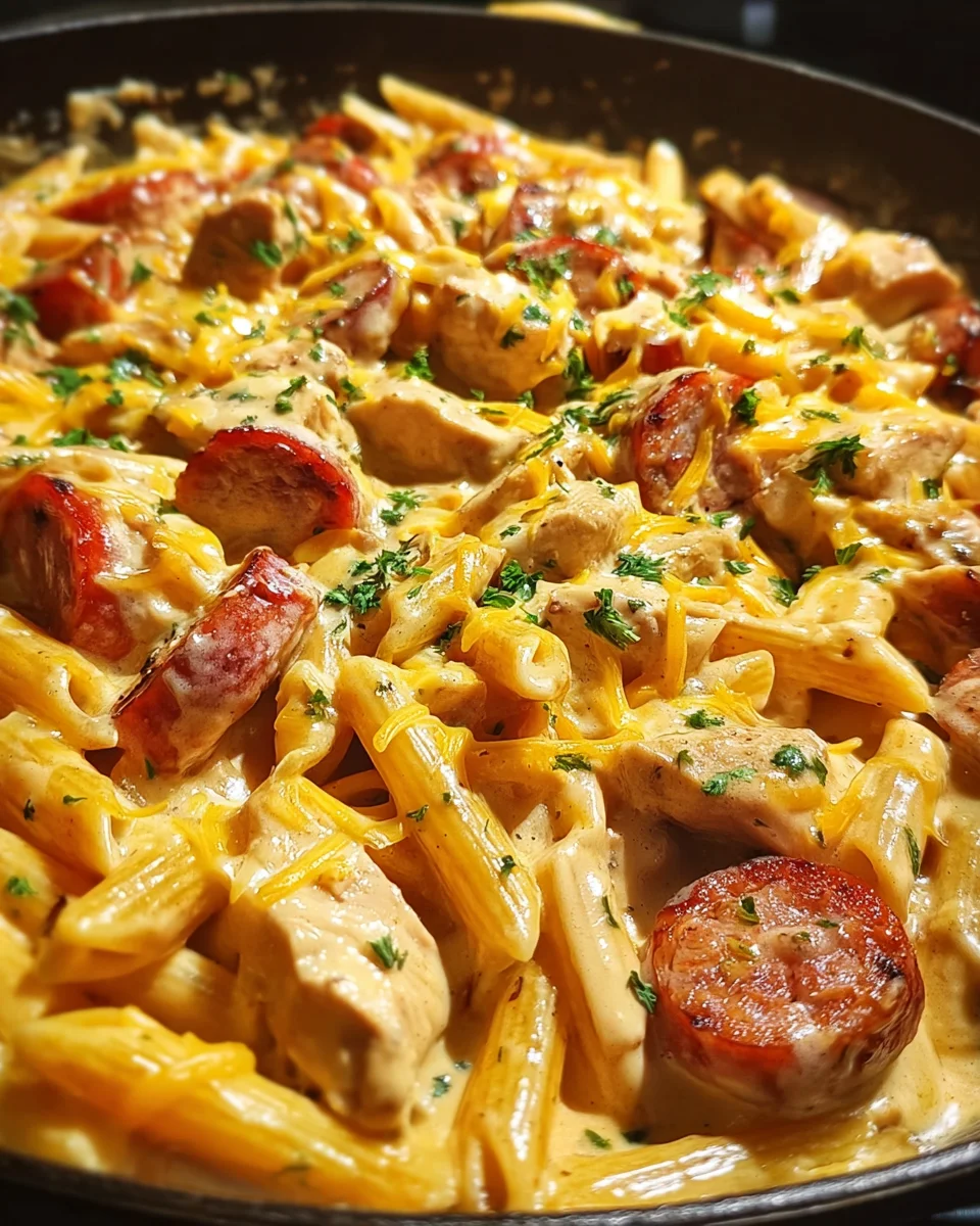 Creamy Smoky Ranch Chicken & Sausage Pasta Skillet