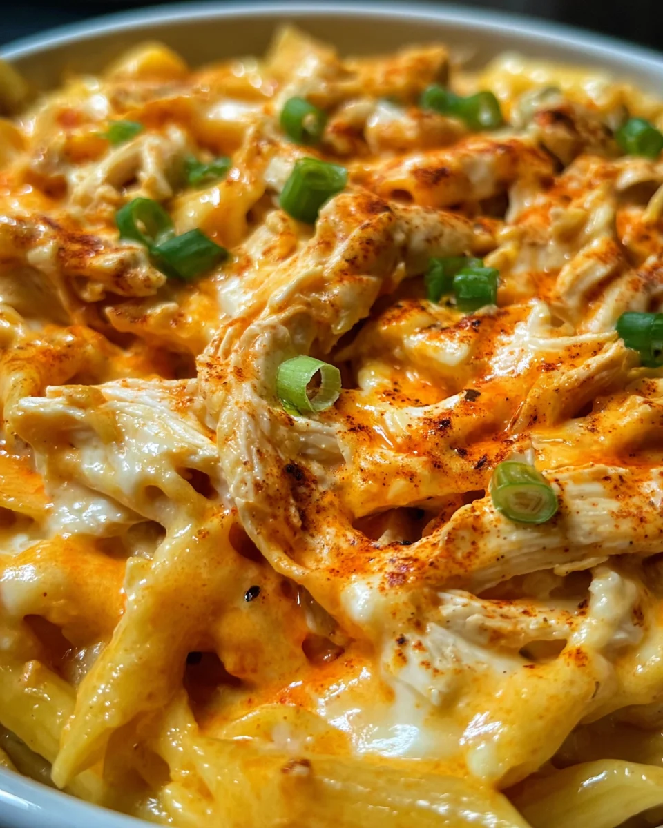 Creamy White Cheddar Buffalo Chicken Pasta