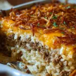 French Onion Ground Beef and Rice Casserole
