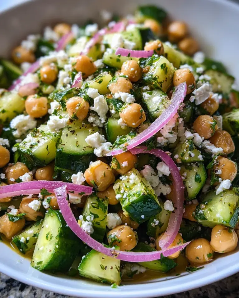Herby Cucumber Salad with Feta and Chickpeas
