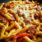 One-Skillet Spicy Cajun Sausage & Cheese Pasta