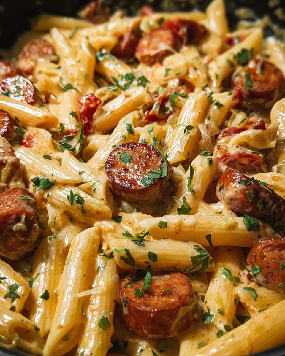 One-Skillet Sticky Garlic Butter Cajun Sausage Pasta 22 One-Skillet Sticky Garlic Butter Cajun Sausage Pasta