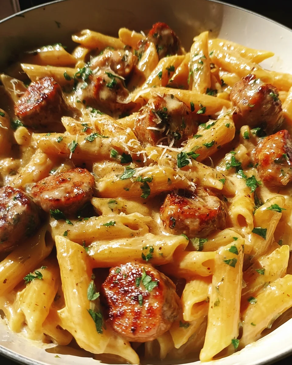 One-Skillet Sticky Garlic Butter Cajun Sausage Pasta 24 One-Skillet