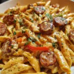Skillet Creamy Pepper Jack Cajun Sausage Pasta