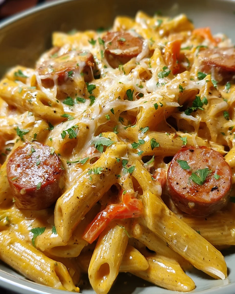 Skillet Creamy Smoky Cajun Sausage Penne