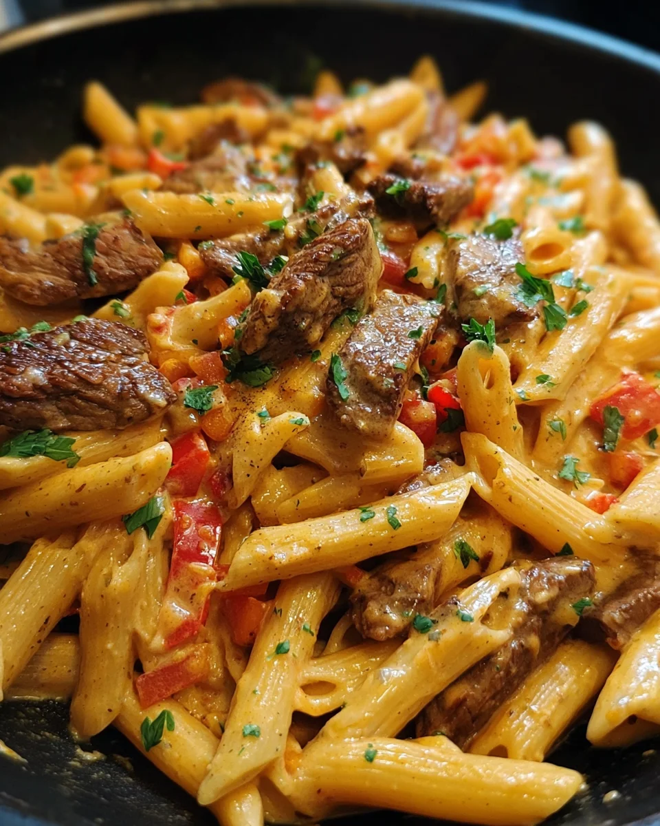 Skillet Creamy Spicy Cajun Steak Penne 22 Skillet