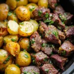 Slow Cooker Garlic Butter Beef Bites & Potatoes