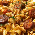 Spicy Cajun Garlic Butter Sausage Pasta