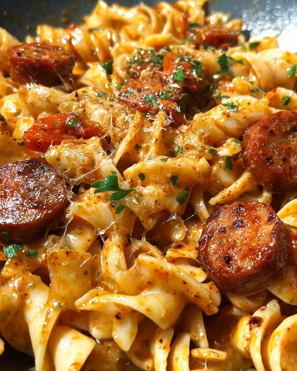 Spicy Cajun Garlic Butter Sausage Pasta