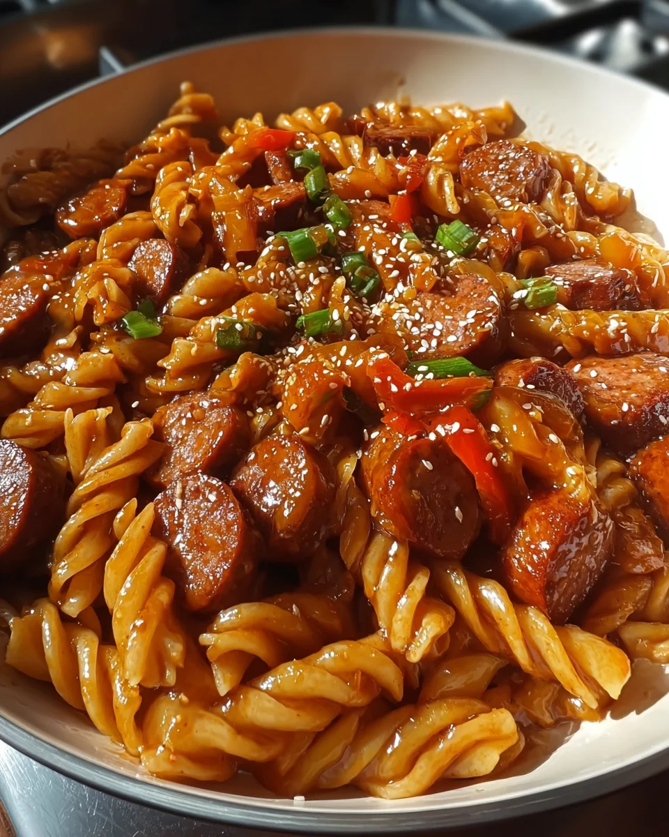 Sticky Sweet Chili Garlic Sausage Pasta 23 Sticky
