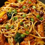 Sticky Teriyaki Honey Garlic Chicken Pasta Skillet