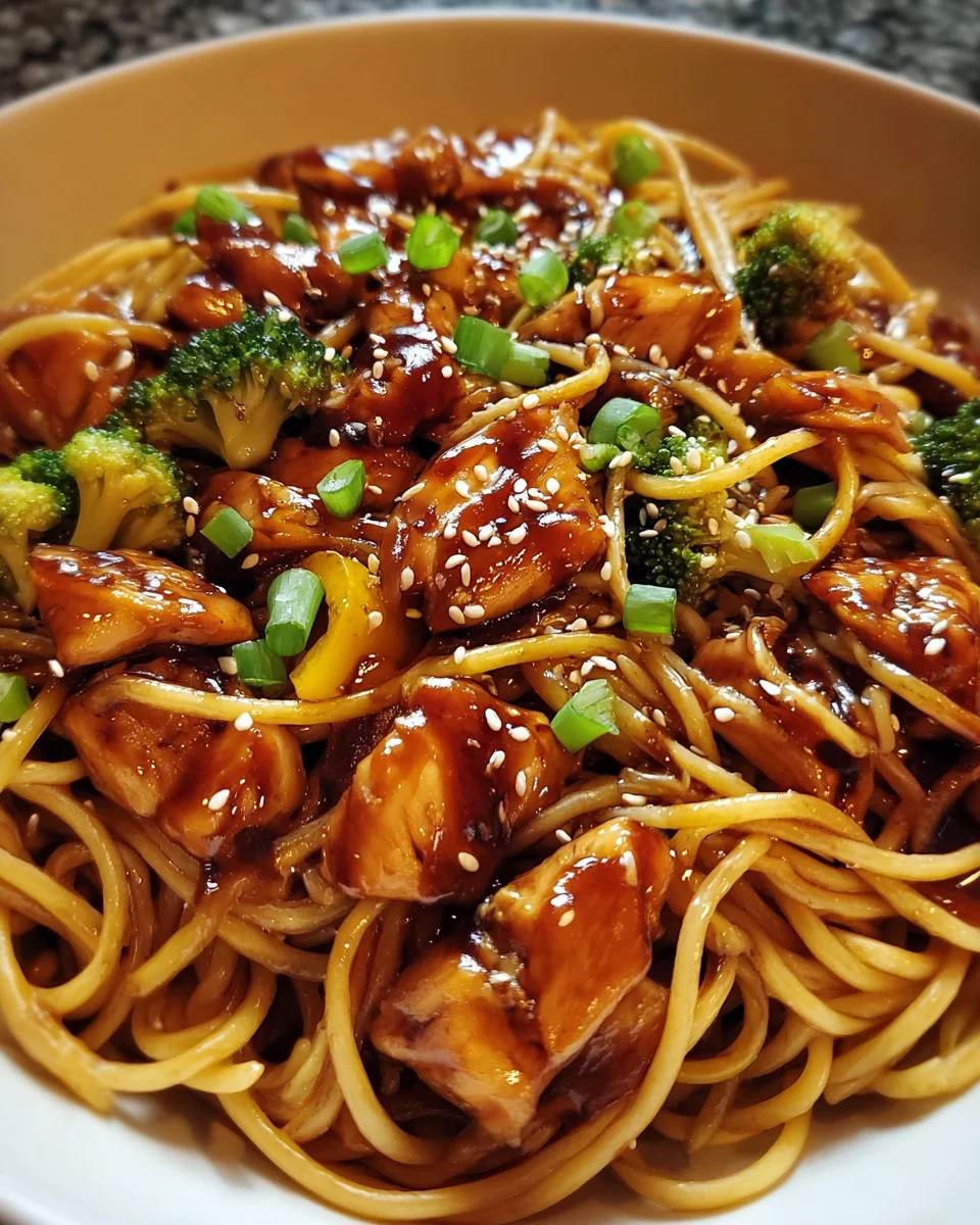 Sticky Teriyaki Honey Garlic Chicken Pasta Skillet 23 Sticky