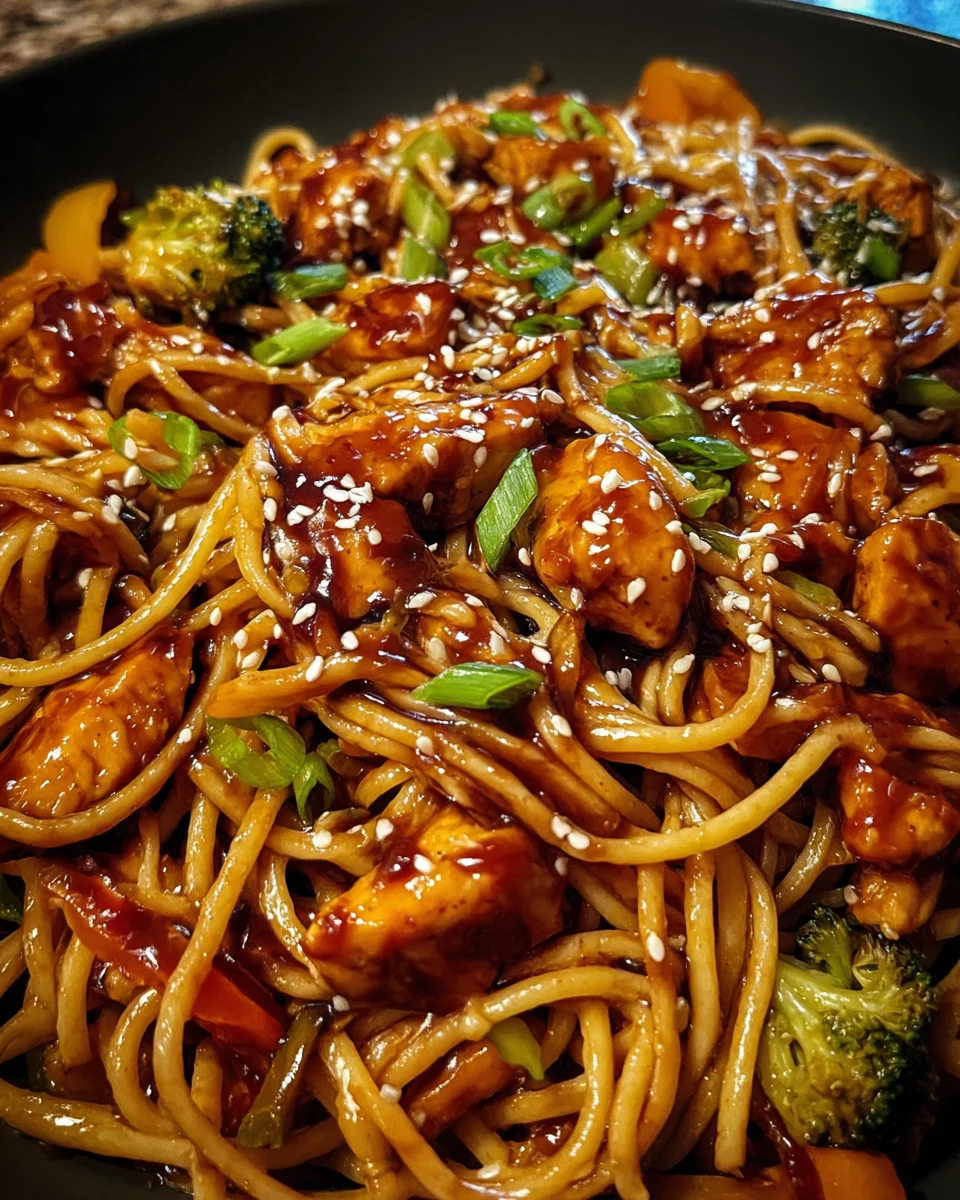 Sticky Teriyaki Honey Garlic Chicken Pasta Skillet 24 Sticky
