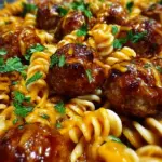 Sweet and Tangy BBQ Chicken Meatball Pasta