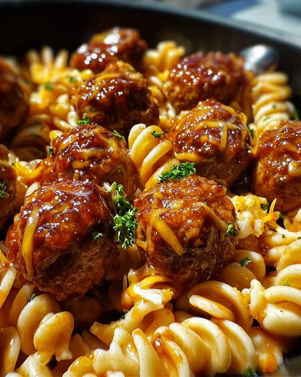 Sweet and Tangy BBQ Chicken Meatball Pasta 25 Sweet