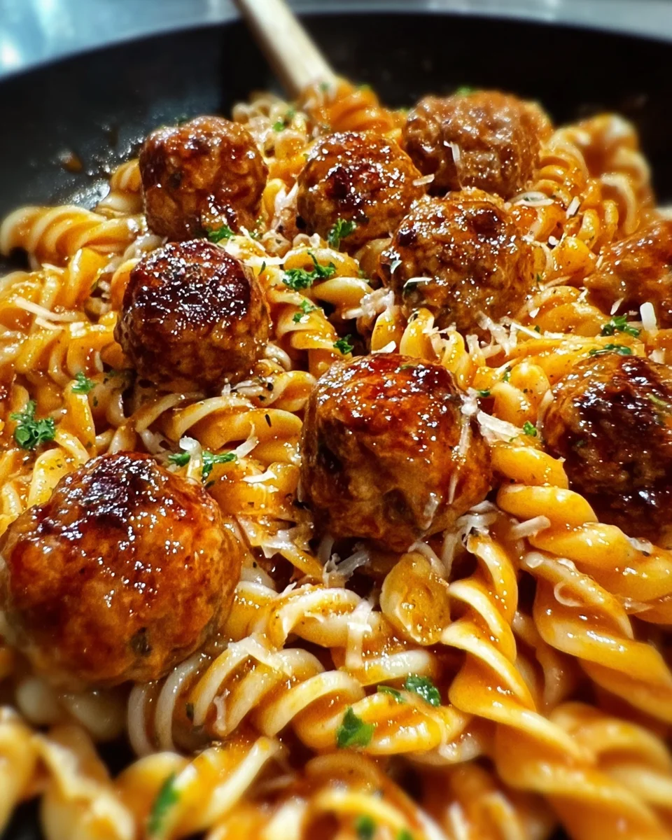 Sweet and Tangy BBQ Chicken Meatball Pasta 26 Sweet