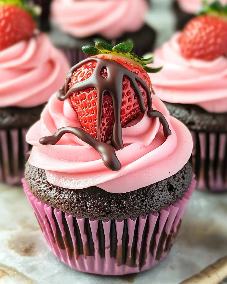 Chocolate Covered Strawberry Cupcakes 22 Chocolate