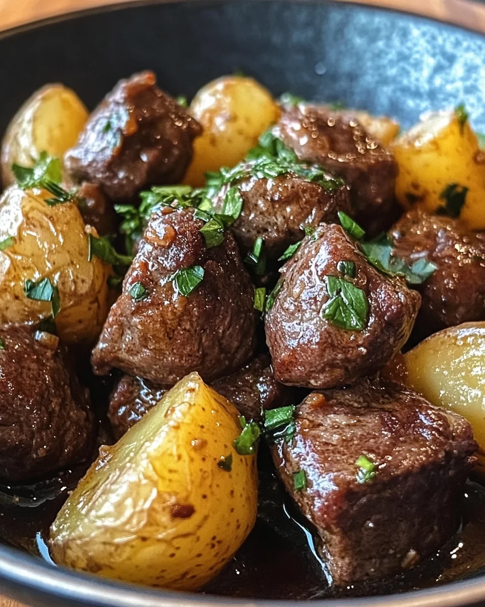 Garlic Butter Beef Bites with Potatoes