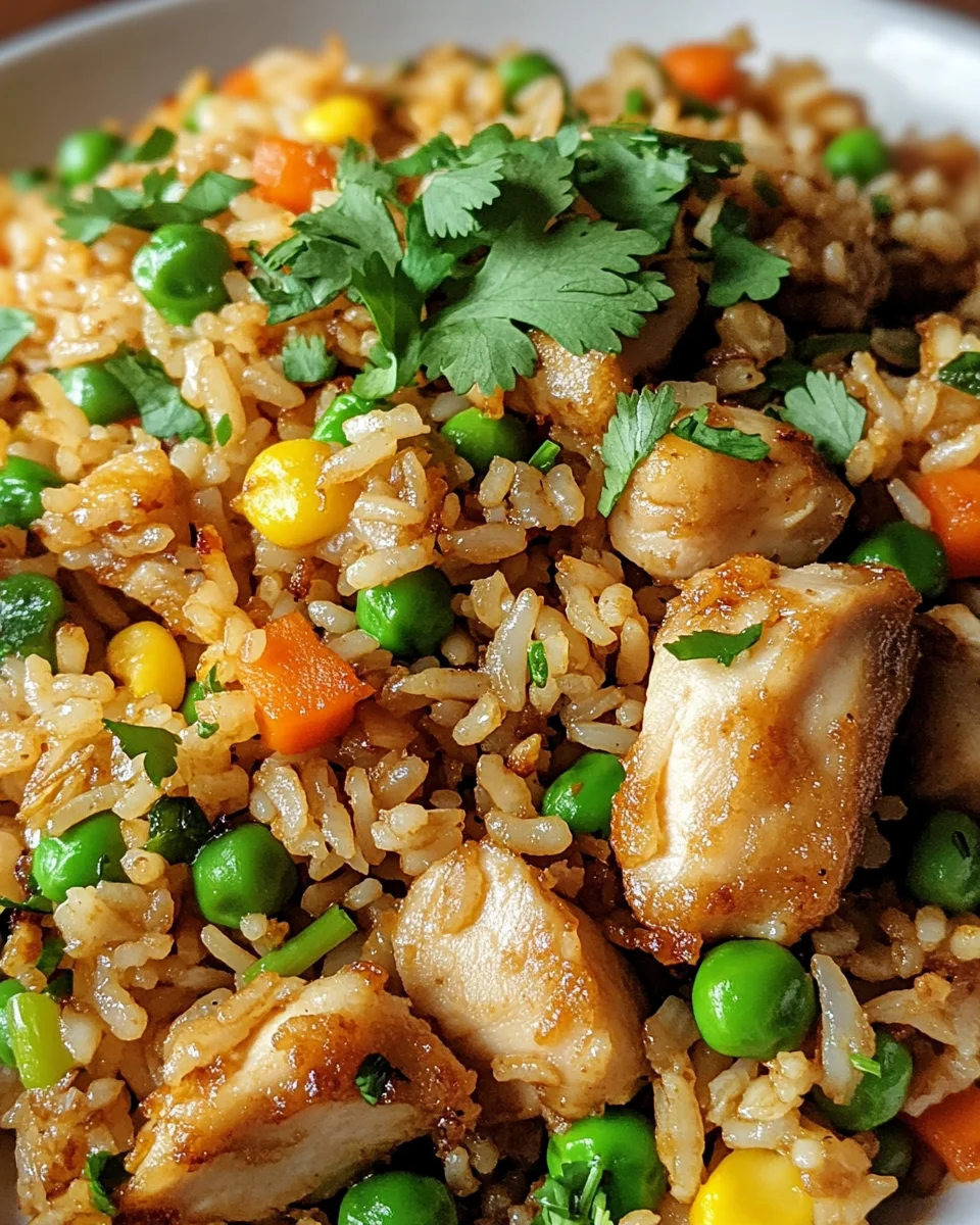High Protein Crispy Garlic Chicken Fried Rice