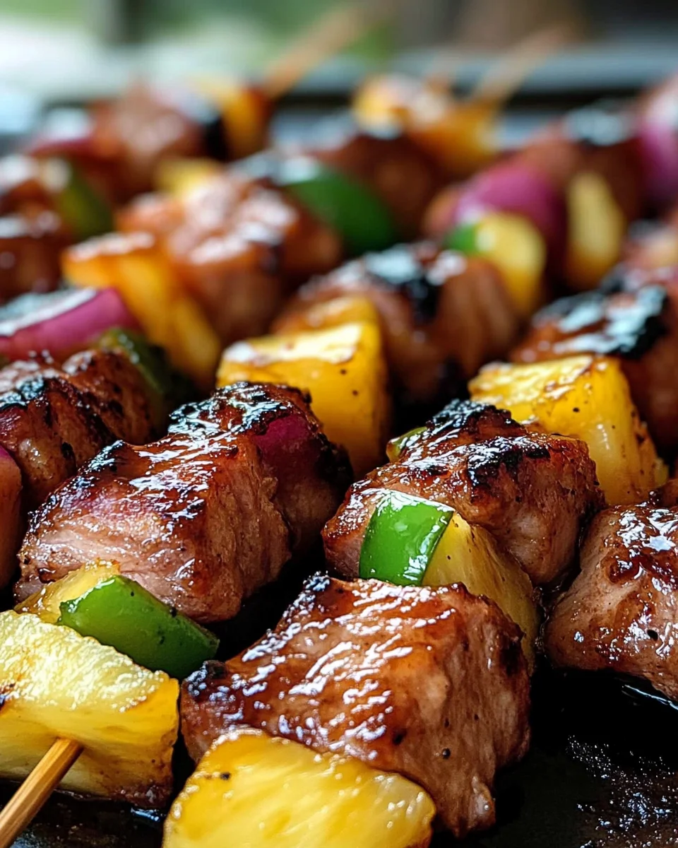 Pineapple BBQ Pork Skewers